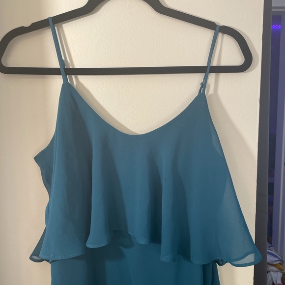 BCBGeneration Blue Jade Asymetrical Ruffle Dress Small - Picture 5 of 9